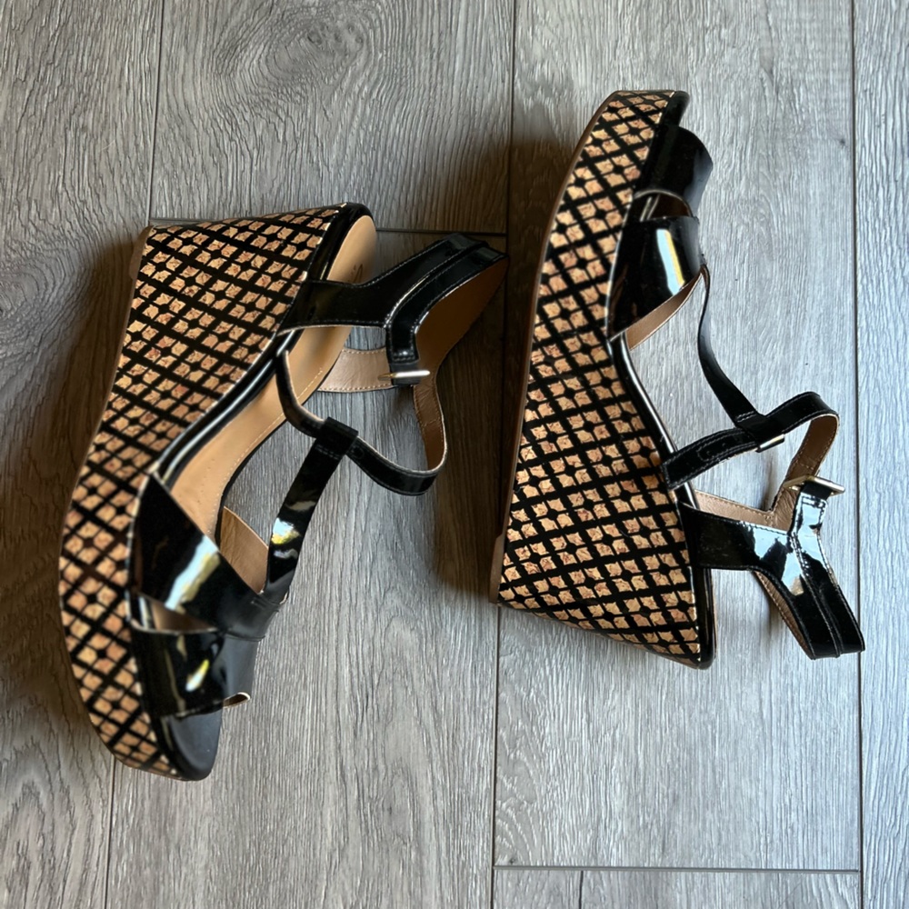 Platform Cork Espadrilles Black and Natural - Clarks